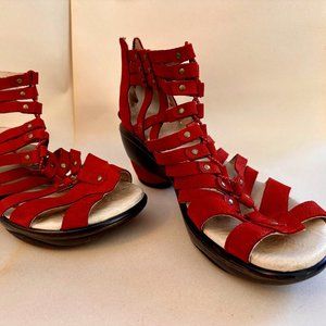 Jambu Sugar Gladiator Wedge Sandal in USW9/EU40 GUC: strappy comfortable red